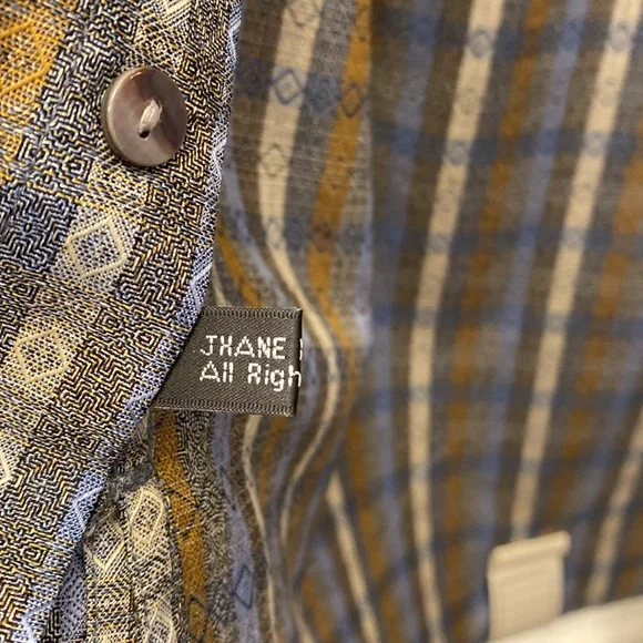 Jhane Barnes Men’s Blue Transpose Patterned Multi-Colored Button-Down Shirt - Picture 8 of 16